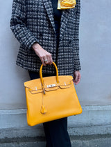 Hermés Birkin 35 Bag Yellow Jaune D'Or Candy Limited Edition Epsom Permabrass