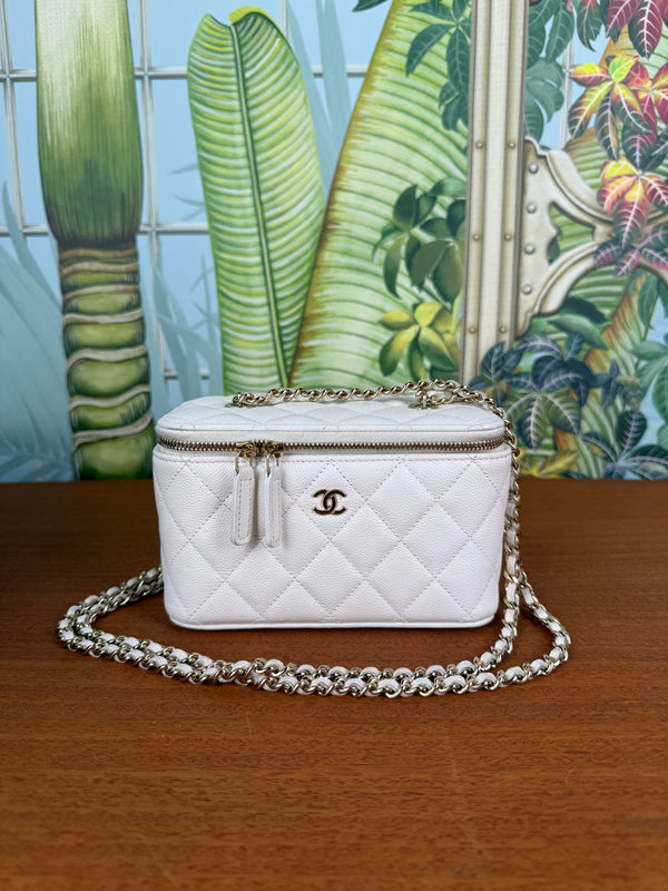 Chanel Vanity bag white caviar leather