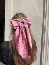 Repurposed hair clip bow silk pink