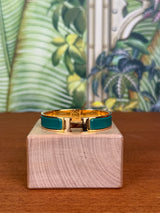 Hermès Clic H Bracelet emerald green /gold