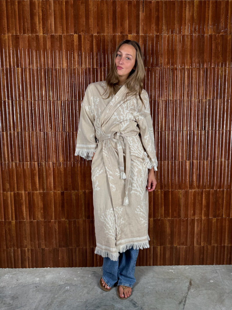 Amca cotton kaftan corallium beige