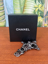 Chanel cross brooch black crystals