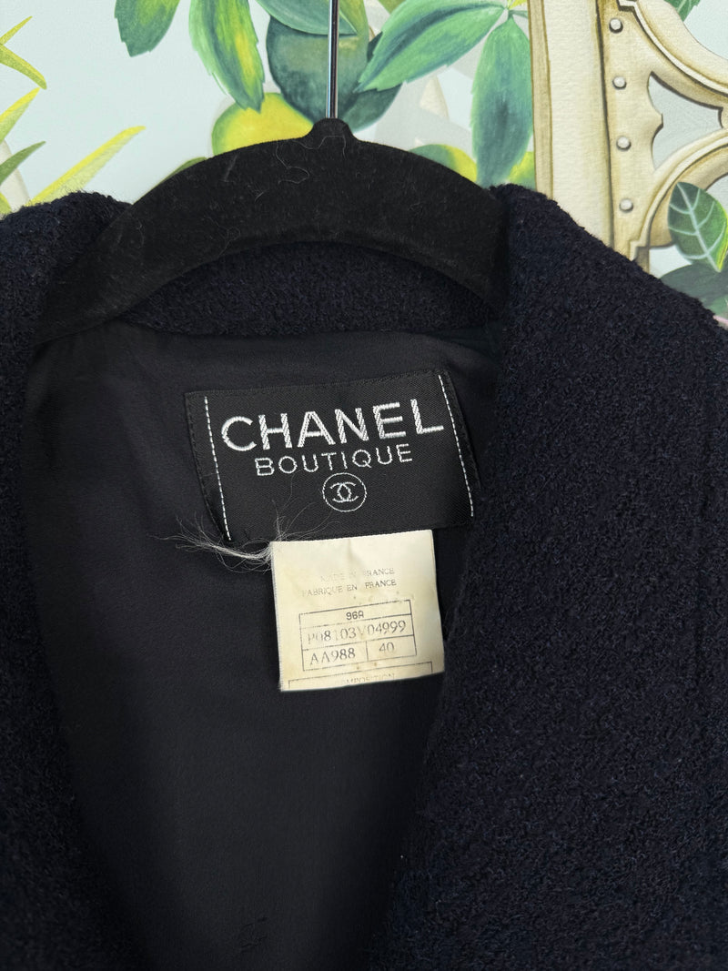 Chanel tweed set dark blue Fall 1996 fall collection
