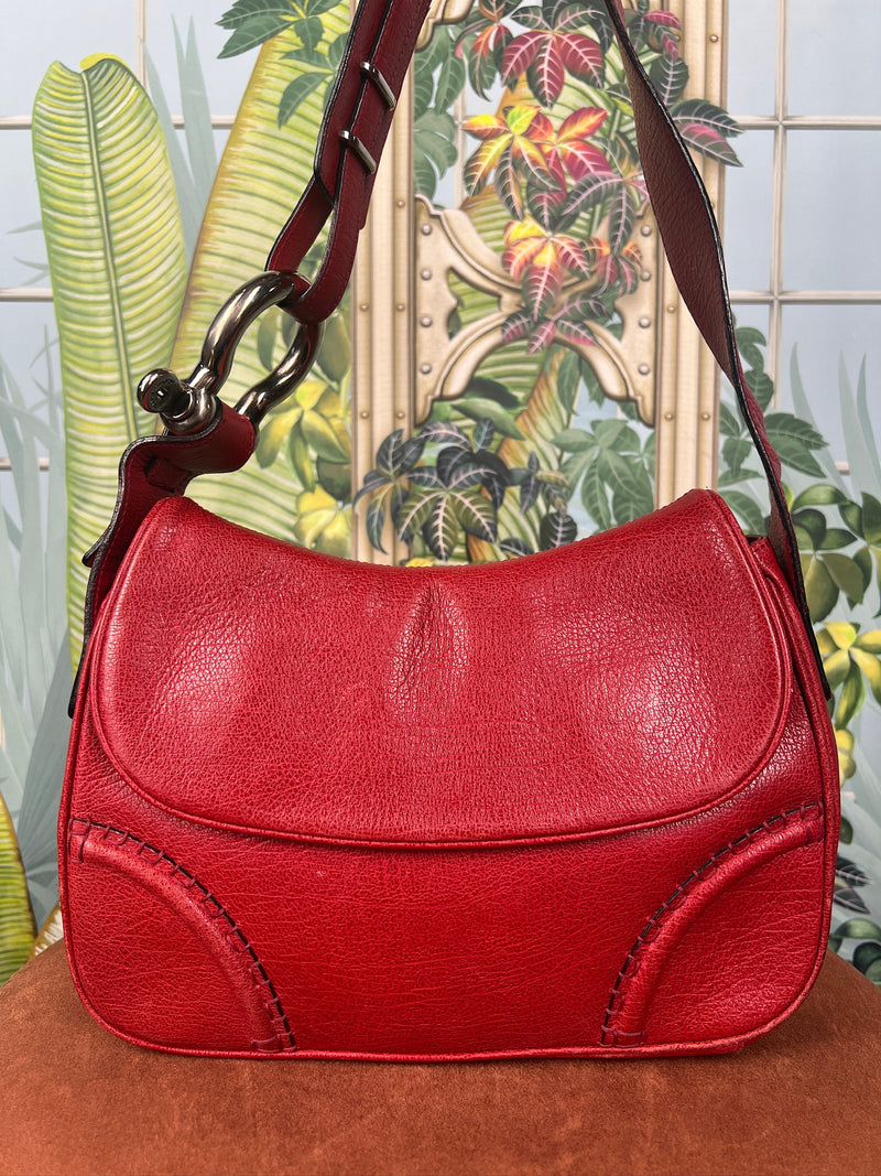 Burberry red leather bag