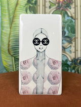 Vase with a lady with cc sunglasses