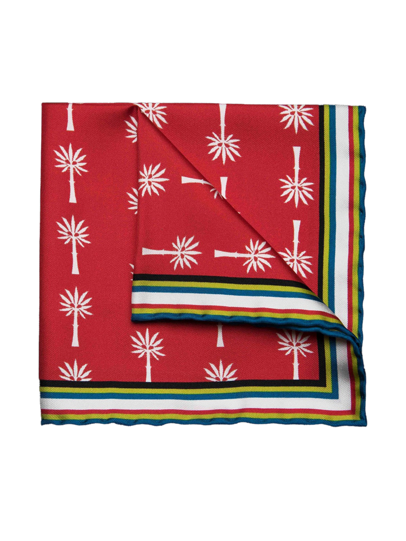 Ortiga Red Palm Pocket Square