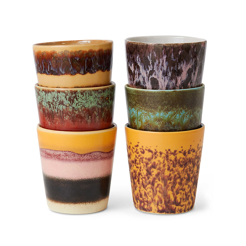 Hkliving 70s ceramics : coffee mugs valley (set of 6)