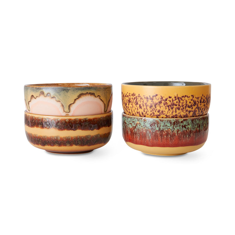 Hkliving 70s ceramics  dessert bowls harbour (set of 4)