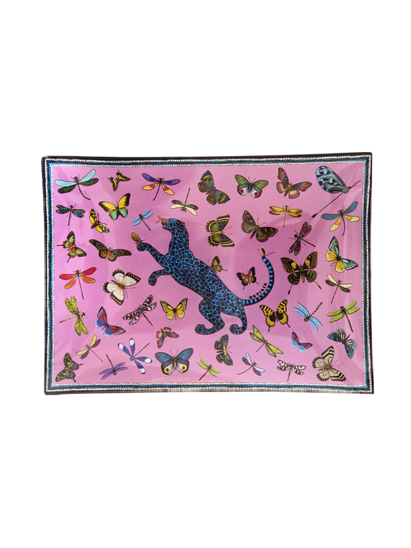 Ortigia Glass plate Dragonflies Pink