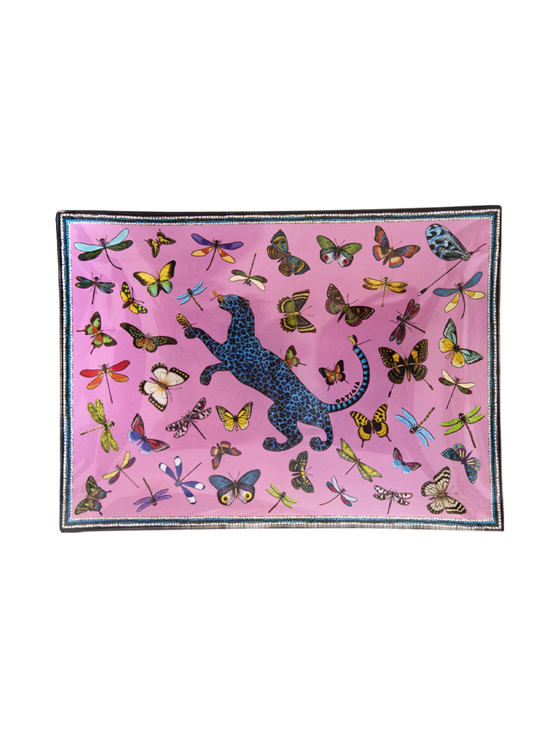 Ortigia Glass plate Dragonflies Pink