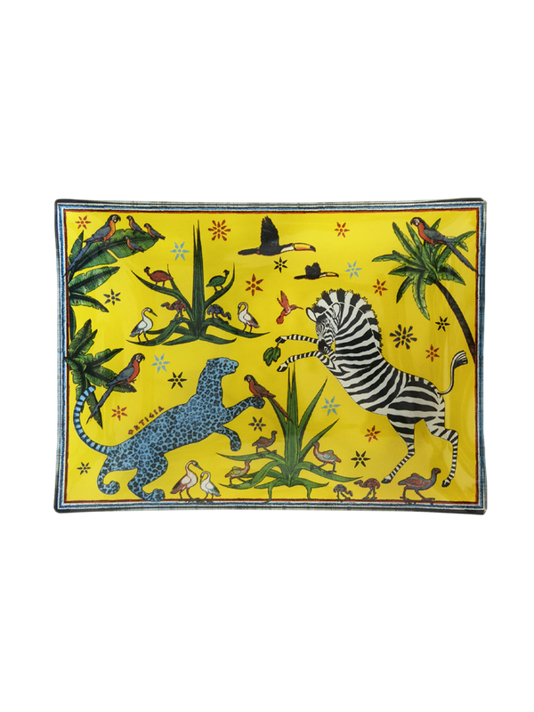 Ortigia Glass plate Jungle Yellow