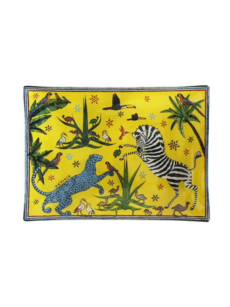 Ortigia Glass plate Jungle Yellow
