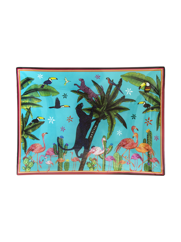 Ortigia Glass plate palma celeste