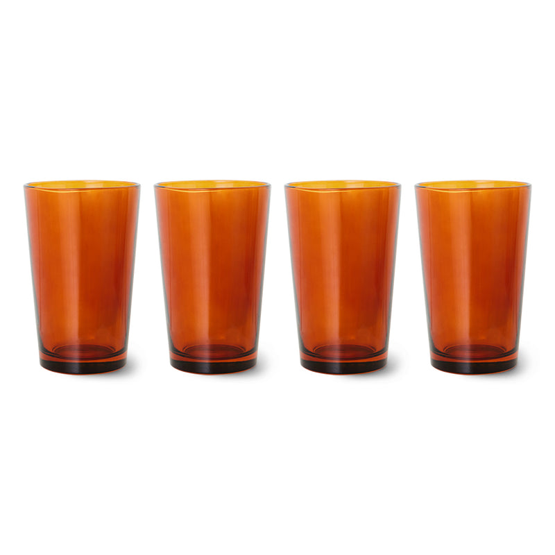 Hkliving 70s ceramics tea glasses amber brown (set of 4)