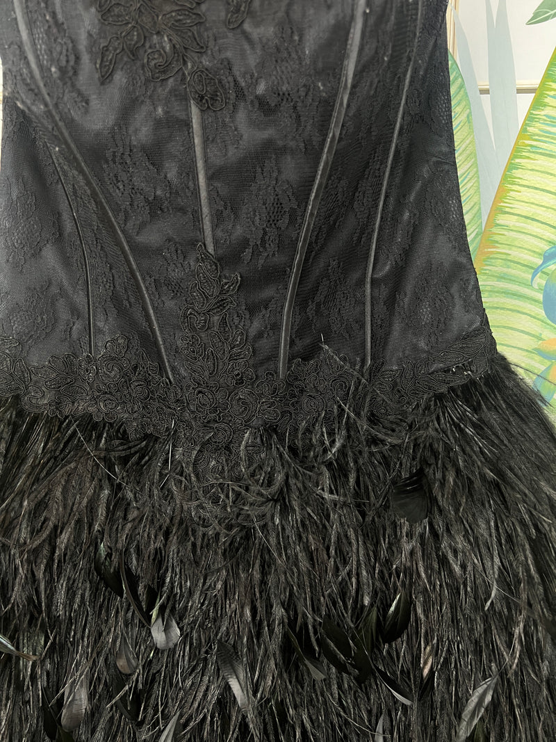 V Collection black feather dress