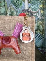 Painted Hermés rodeo horse Jute handbag