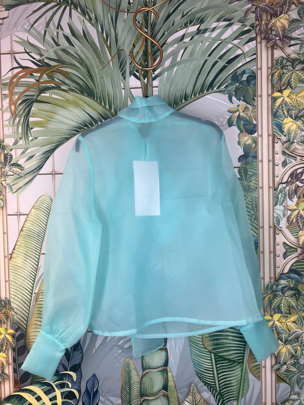MaxJenny organza blouse turquoise
