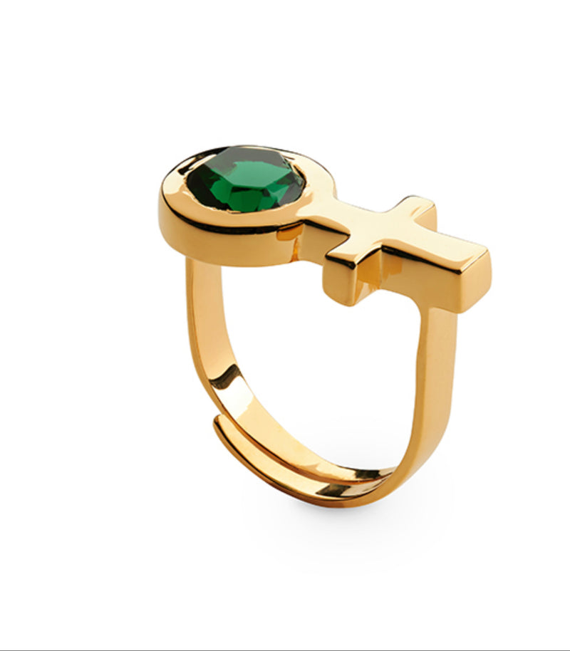 Sägen Future Is Female Golden Jade Ring