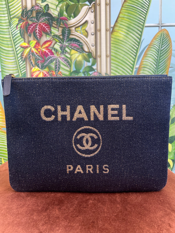 Chanel Deauville clutch bag cloth