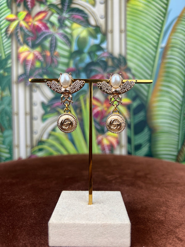 Repurposed GG dangle Bee earrings