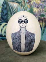 Hand painted ostrich egg Coco glitter