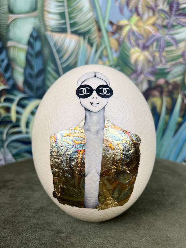 Hand painted ostrich egg Coco rainbow