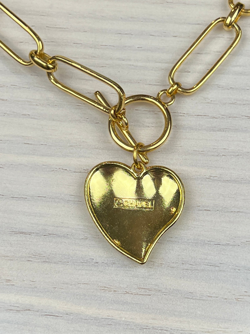 Repurposed CC heart Necklace black