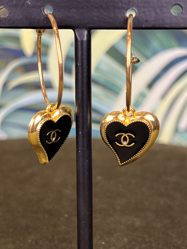 Repurposed CC hoops heart earrings