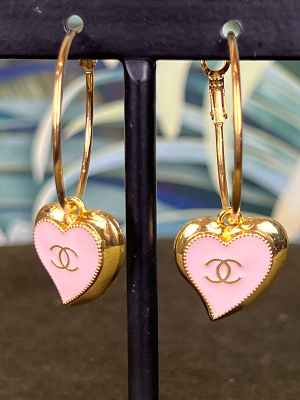 Repurposed CC hoops heart earrings