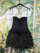 V Collection black feather dress