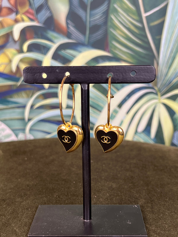 Repurposed CC hoops heart earrings