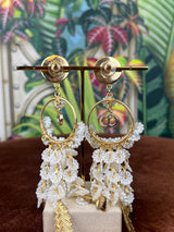 Repurposed CD long flower earrings