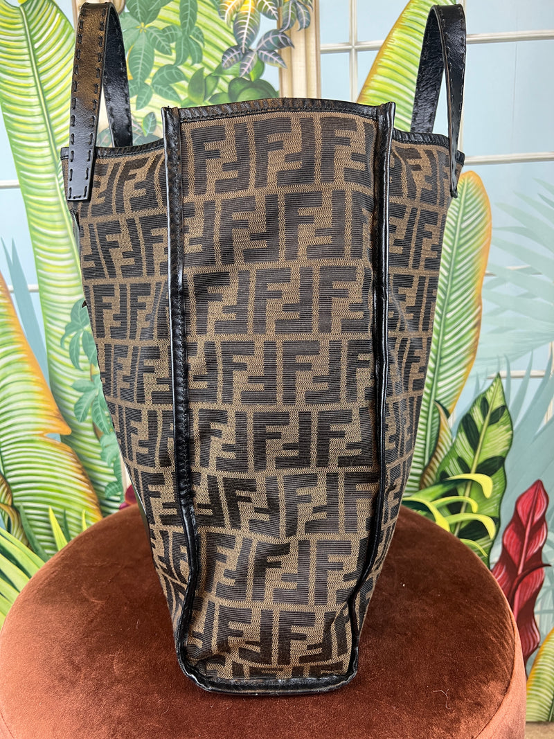 Fendi logo leather handbag with horse