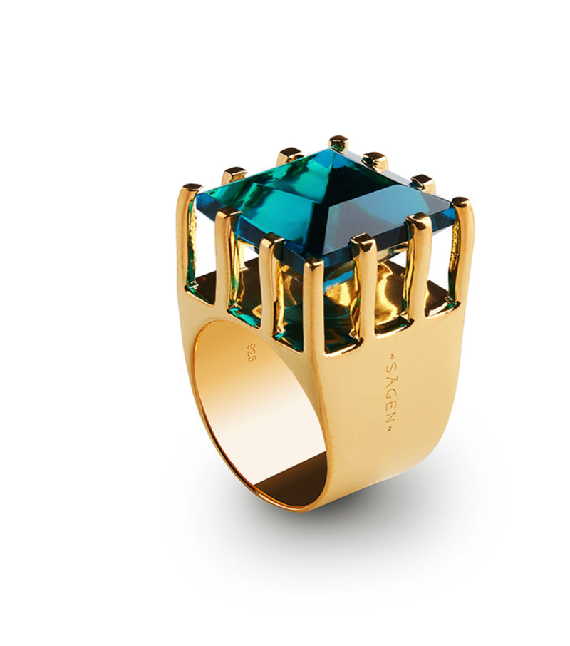 Sägen Prisma Teal Golden Royal Ring