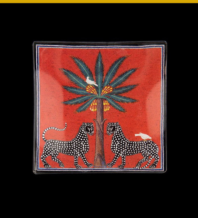 Ortigia Glass plate Mosaico red