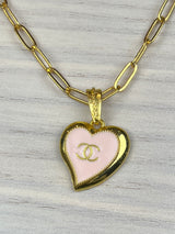 Repurposed CC heart Necklace pink
