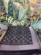 Louis Vuitton black monogram shiny shawl