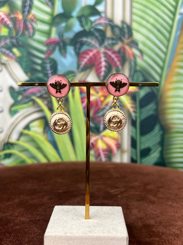 Repurposed GG dangle Bee earrings