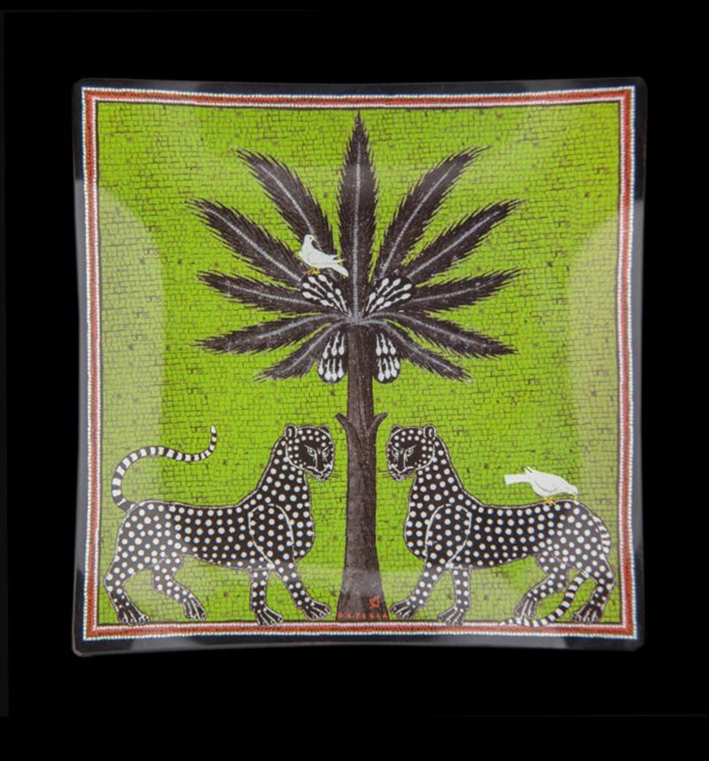 Ortigia Glass plate Mosaico Green