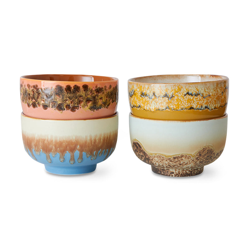 Hkliving 70s ceramics : noodle bowls seabreeze (set of 4)