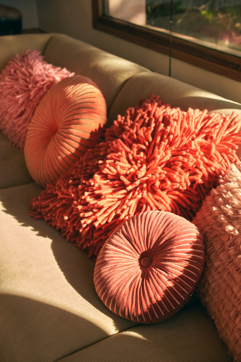 hkliving Round ripple cushion burgundy