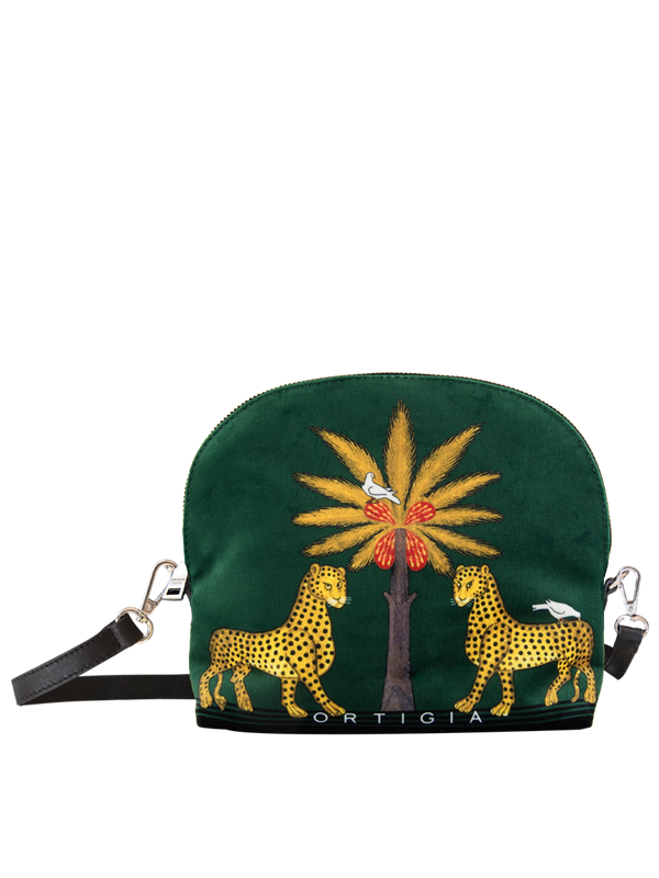 Ortigia Velvet Shoulder Bag green jewel