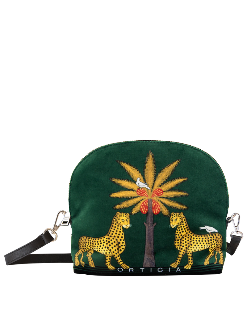 Ortigia Velvet Shoulder Bag green jewel