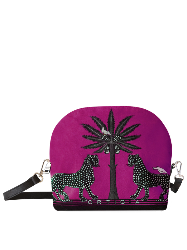 Ortigia Velvet Shoulder Bag pink cardinale