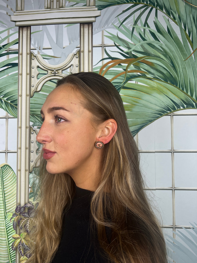 Repurposed CC Button Earrings Pink/Gold