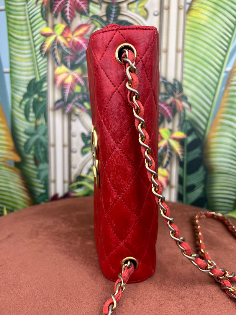 Chanel vintage flap red big CC gold – A Piece Lux