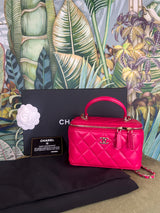 Chanel Vanity bag mini raspberry red