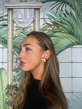 Repurposed CC Flower Earrings White/Gold