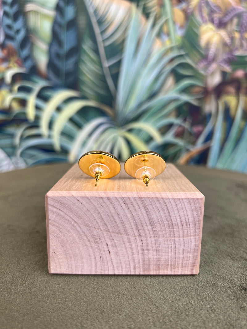 Repurposed CC Button Earrings pink/ Gold