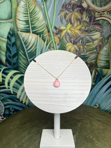 Repurposed LV Circle Logo Necklace Pink/Gold